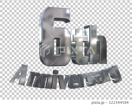 3DCG文字「6th Anniversary/6周年マークキラキラ」シルバー,銀 3DCG文字「6th Anniversary/6周年マークキラキラ」シルバー,銀 122344584