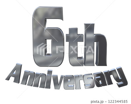 3DCG文字「6th Anniversary/6周年マークキラキラ」シルバー,銀 122344585