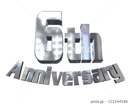 3DCG文字「6th Anniversary/6周年マークキラキラ」シルバー,銀 3DCG文字「6th Anniversary/6周年マークキラキラ」シルバー,銀 122344586