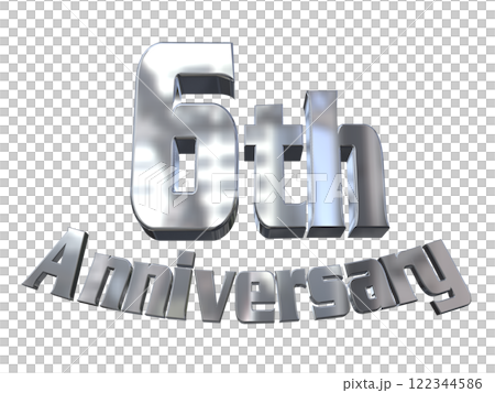 3DCG文字「6th Anniversary/6周年マークキラキラ」シルバー,銀 3DCG文字「6th Anniversary/6周年マークキラキラ」シルバー,銀 122344586