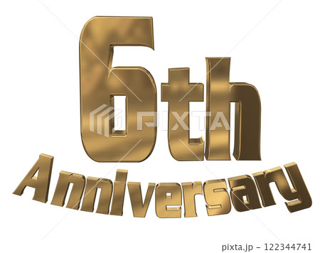 3DCG文字「6th Anniversary/6周年マークキラキラ」ゴールド,金 3DCG文字「6th Anniversary/6周年マークキラキラ」ゴールド,金 122344741