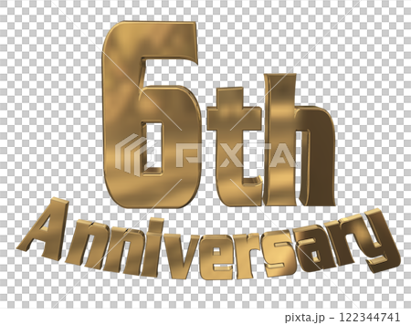 3DCG letters "6th Anniversary/6th Anniversary Mark Sparkling" Gold, Gold 3DCG letters "6th Anniversary/6th Anniversary Mark Sparkling" Gold, Gold 122344741