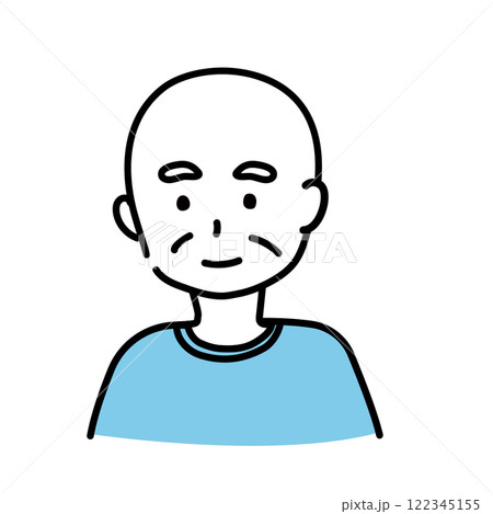 シンプルな坊主のおじいさんのイラスト シンプルな坊主のおじいさんのイラスト 122345155