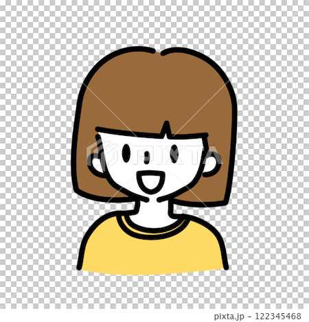 一個短髮女孩的簡單線條畫插圖 122345468