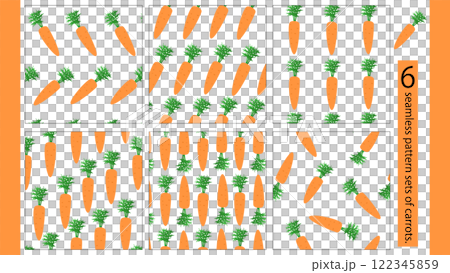 ニンジンのシームレスの背景イラストセット　6つのパターン 122345859