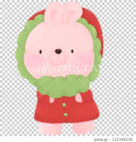 Happy Winter Bunny Christmas Illustration Happy Winter Bunny Christmas Illustration 122346230
