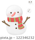 Cute Snowman Illustration - Winter Christmas Holiday Season Decoration 122346232