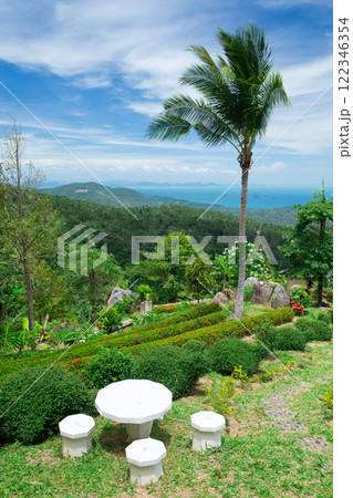 Garden stone path with grass 122346354
