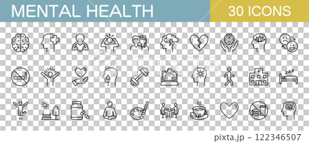 心理健康圖標集 心理健康圖標集 122346507