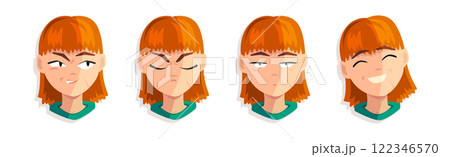 Redhead Woman Head and Avatar with Emotion Vector Set Redhead Woman Head and Avatar with Emotion Vector Set 122346570