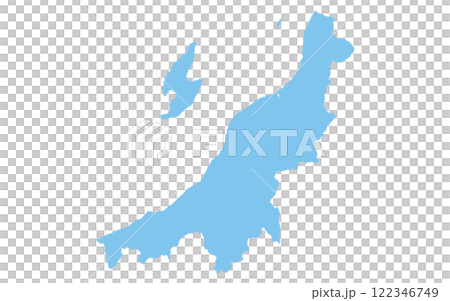 Realistic map of Niigata prefecture, Japan region 122346749
