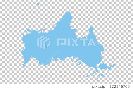 Realistic map of Yamaguchi prefecture, Japan region 122346769