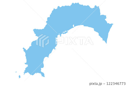 リアルな高知県の地図、日本の地方 122346773