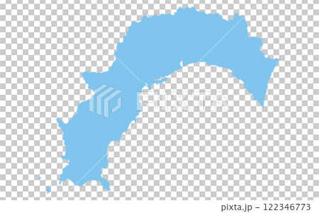 リアルな高知県の地図、日本の地方 122346773