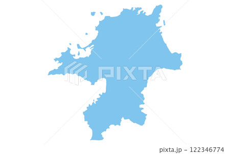 リアルな福岡県の地図、日本の地方 122346774