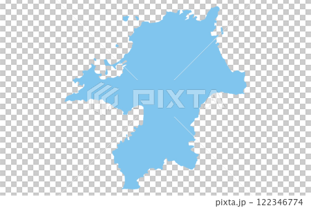 リアルな福岡県の地図、日本の地方 122346774