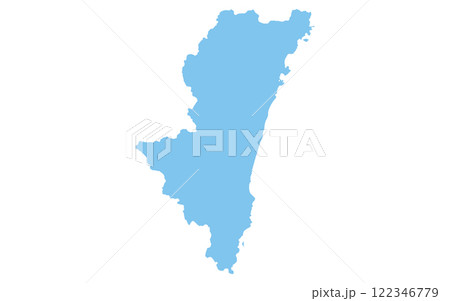 リアルな宮崎県の地図、日本の地方 122346779