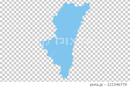 リアルな宮崎県の地図、日本の地方 122346779