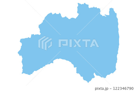 リアルな福島県の地図、日本の地方 122346790