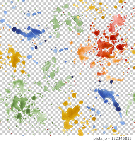 Colorful watercolor splashes seamless pattern on white background. Artistic abstract paint drops in red, blue, green, and yellow. Stains texture for design fabric, wallpaper, wrapping paper. Colorful watercolor splashes seamless pattern on white background. Artistic abstract paint drops in red, blue, green, and yellow. Stains texture for design fabric, wallpaper, wrapping paper. 122346813