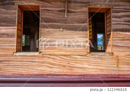 Clay wall of Wat Phana Khong Kharam located in Chiang Rai province of Thailand. 122346828