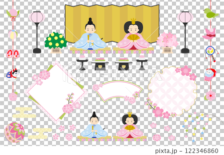 Hinamatsuri illustration and frame set Hinamatsuri illustration and frame set 122346860