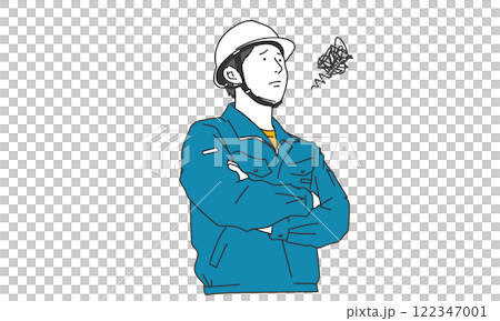 A simple illustration of a male field worker in trouble A simple illustration of a male field worker in trouble 122347001