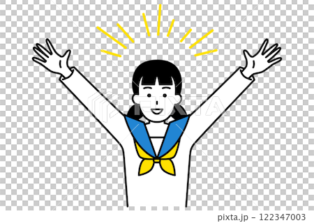 Female students cheering with joy 122347003