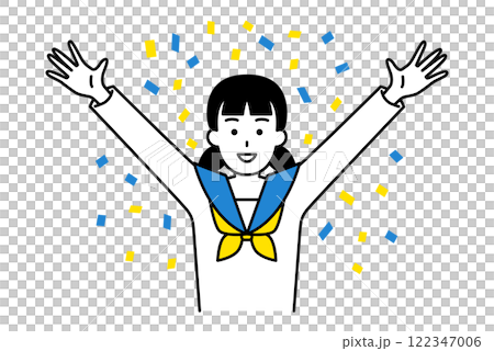 女學生在五彩紙屑中歡慶萬歲 女學生在五彩紙屑中歡慶萬歲 122347006