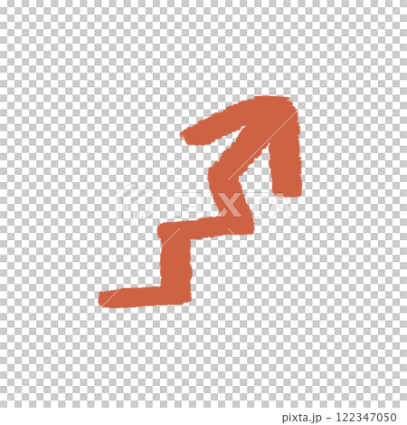 Hand-drawn line drawing illustration of a red zigzag arrow Hand-drawn line drawing illustration of a red zigzag arrow 122347050