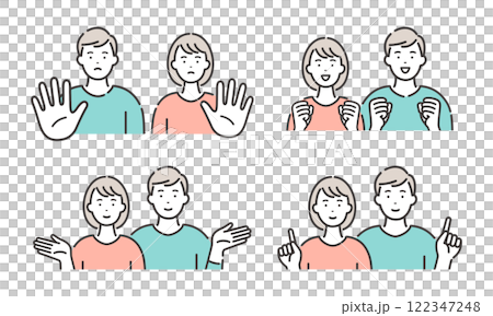 Young couple, facial expressions and poses variation set Young couple, facial expressions and poses variation set 122347248