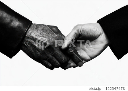 afrian and caucasian man shaking hands. Unity in Diversity - A Symbol of Connection 122347478