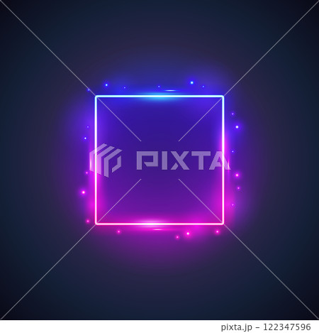 Neon Square Frame with Flares 122347596
