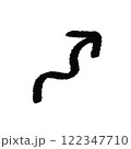 手描き　線画　黒いうねうね矢印のイラスト 122347710
