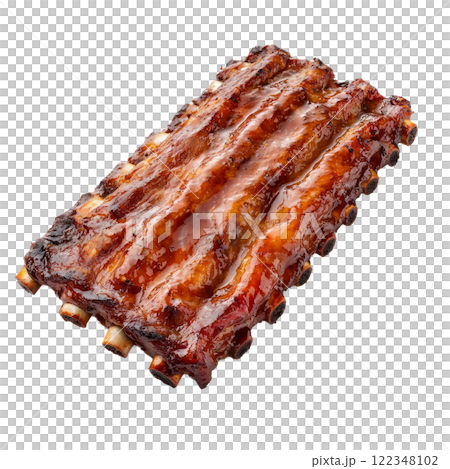 Pork ribs rack, marinated and placed on a white background 122348102