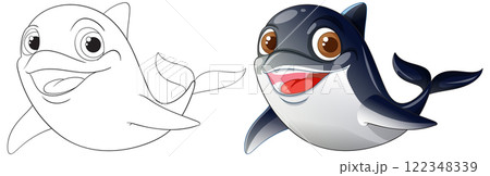 Cheerful Cartoon Sea Creature Illustration 122348339