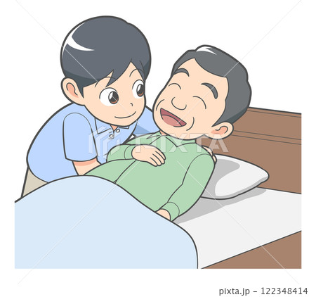 男性介護士　就寝介助 122348414