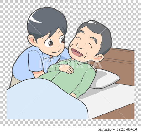 男性介護士　就寝介助 122348414