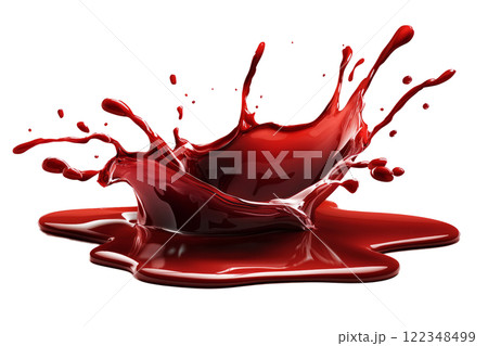 blood splash in a geometric pattern, isolated on a white background 122348499