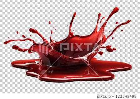 blood splash in a geometric pattern, isolated on a white background 122348499