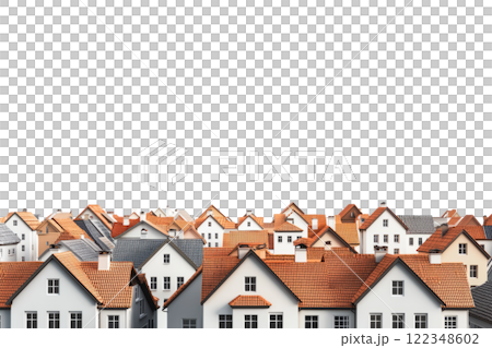 buildings in a clean low poly style, symmetrically placed on a simple white background. 122348602