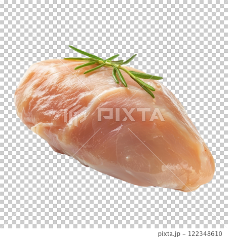 Whole chicken breast, skinless and raw, isolated on white 122348610
