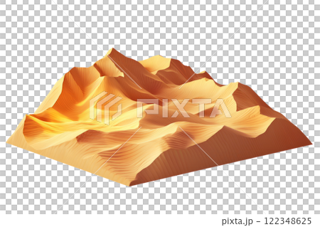 desert dunes with glowing gold ripples, low poly on a white background 122348625