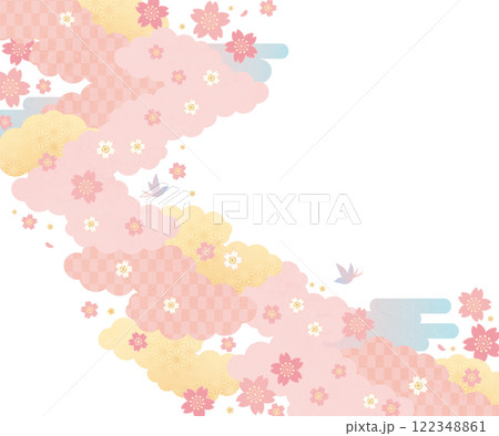 背景（和の春空）-雲桜の模様11-4 122348861