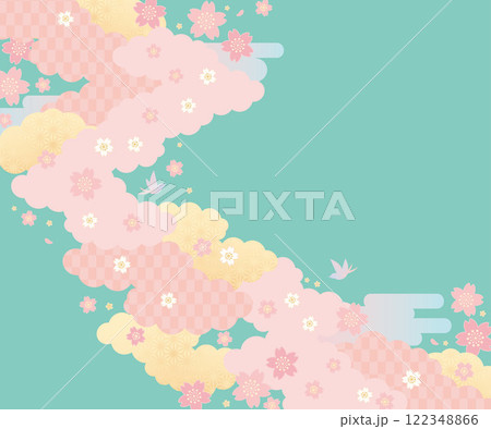 背景（和の春空）-雲桜の模様11-2ベク 122348866