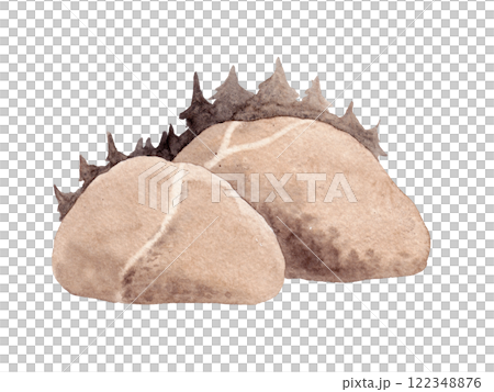 Forest border silhouette. Hills with paths. Landscape sketches. Isolated watercolor landscape illustration in brown and beige tones Forest border silhouette. Hills with paths. Landscape sketches. Isolated watercolor landscape illustration in brown and beige tones 122348876