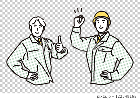 兩個男人給出良好手勢和握拳的簡單說明 122349168