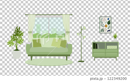 有沙發和內閣的時髦的客廳 122349200