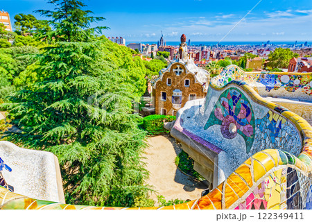 Barcelona. Gorgeous and amazing Park Guel . 122349411