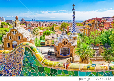 Barcelona. Gorgeous and amazing Park Guel . 122349412